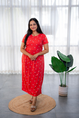 PLUMS | ZIPLESS MATERNITY MAXI-NORMAL SLEEVES | ANKLE LENGTH MAXI