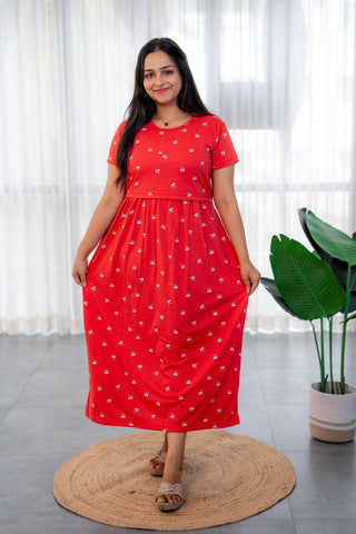 PLUMS | ZIPLESS MATERNITY MAXI-NORMAL SLEEVES | ANKLE LENGTH MAXI
