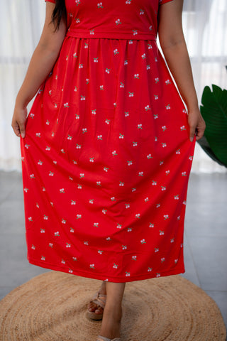 PLUMS | ZIPLESS MATERNITY MAXI-NORMAL SLEEVES | ANKLE LENGTH MAXI