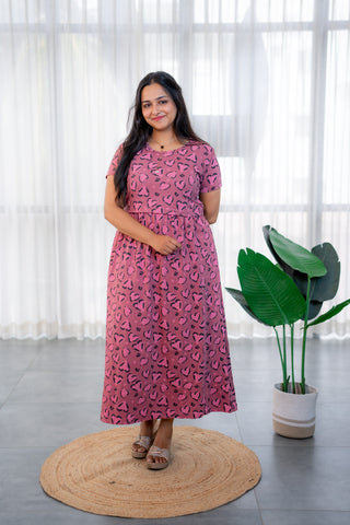 HEARTS | ZIPLESS MATERNITY MAXI-NORMAL SLEEVES | ANKLE LENGTH MAXI