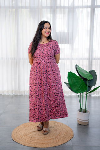 HEARTS | ZIPLESS MATERNITY MAXI-NORMAL SLEEVES | ANKLE LENGTH MAXI
