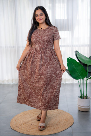 WILD LEAF | ZIPLESS MATERNITY MAXI-NORMAL SLEEVES | ANKLE LENGTH MAXI