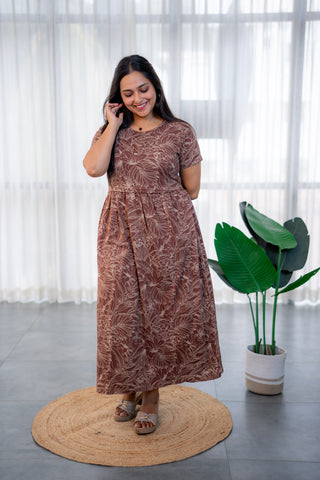 WILD LEAF | ZIPLESS MATERNITY MAXI-NORMAL SLEEVES | ANKLE LENGTH MAXI