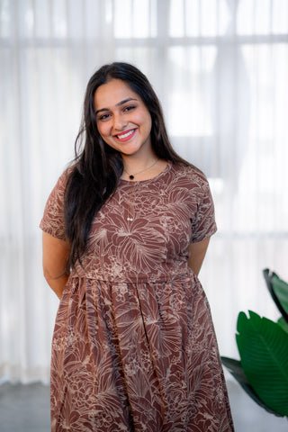 WILD LEAF | ZIPLESS MATERNITY MAXI-NORMAL SLEEVES | ANKLE LENGTH MAXI