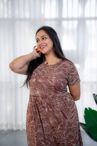 WILD LEAF | ZIPLESS MATERNITY MAXI-NORMAL SLEEVES | ANKLE LENGTH MAXI