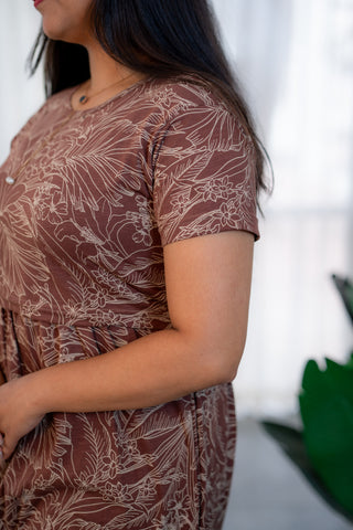 WILD LEAF | ZIPLESS MATERNITY MAXI-NORMAL SLEEVES | ANKLE LENGTH MAXI