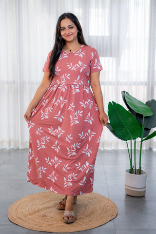 BREEZY MEADOW | ZIPLESS MATERNITY MAXI-NORMAL SLEEVES | FULL LENGTH MAXI