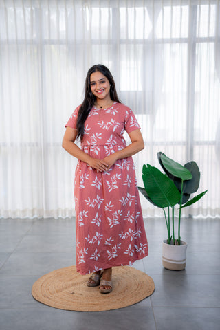 BREEZY MEADOW | ZIPLESS MATERNITY MAXI-NORMAL SLEEVES | FULL LENGTH MAXI