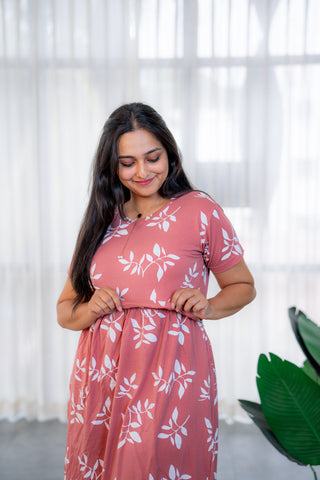 BREEZY MEADOW | ZIPLESS MATERNITY MAXI-NORMAL SLEEVES | FULL LENGTH MAXI