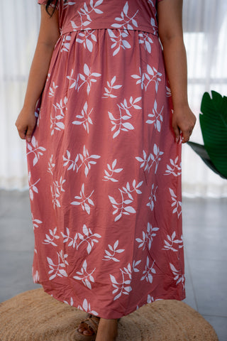BREEZY MEADOW | ZIPLESS MATERNITY MAXI-NORMAL SLEEVES | FULL LENGTH MAXI