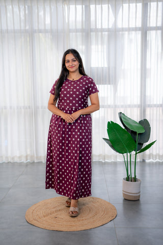 BHUTTA DAISY | ZIPLESS MATERNITY MAXI-NORMAL SLEEVES | FULL LENGTH MAXI