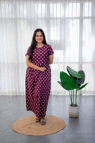 BHUTTA DAISY | ZIPLESS MATERNITY MAXI-NORMAL SLEEVES | FULL LENGTH MAXI