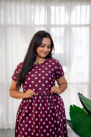 BHUTTA DAISY | ZIPLESS MATERNITY MAXI-NORMAL SLEEVES | FULL LENGTH MAXI