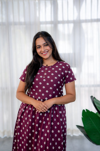 BHUTTA DAISY | ZIPLESS MATERNITY MAXI-NORMAL SLEEVES | FULL LENGTH MAXI