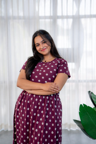 BHUTTA DAISY | ZIPLESS MATERNITY MAXI-NORMAL SLEEVES | FULL LENGTH MAXI