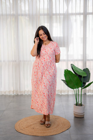 PALMS | ZIPLESS MATERNITY MAXI-NORMAL SLEEVES | ANKLE LENGTH MAXI
