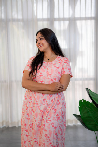 PALMS | ZIPLESS MATERNITY MAXI-NORMAL SLEEVES | ANKLE LENGTH MAXI
