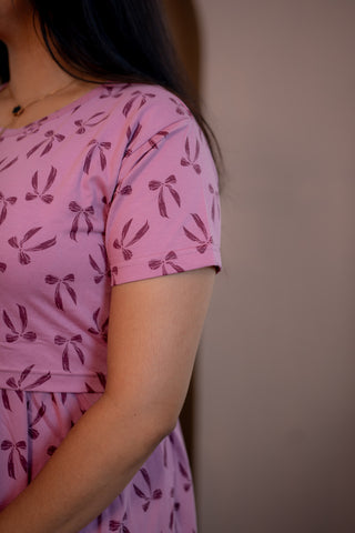 RIBBON | ZIPLESS MATERNITY MAXI-NORMAL SLEEVES | ANKLE LENGTH MAXI