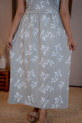 WINDY LEAF | ZIPLESS MATERNITY MAXI-NORMAL SLEEVES | FULL LENGTH MAXI