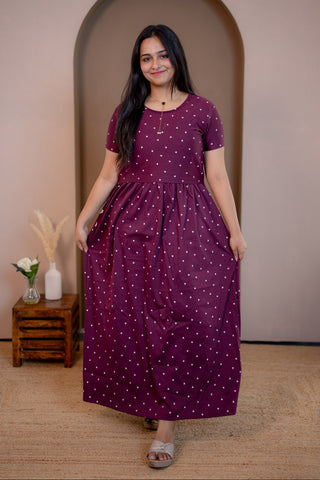 CUTE HEARTS | ZIPLESS MATERNITY MAXI-NORMAL SLEEVES | FULL LENGTH MAXI