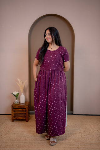 CUTE HEARTS | ZIPLESS MATERNITY MAXI-NORMAL SLEEVES | FULL LENGTH MAXI