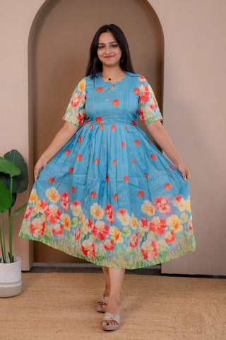 POLKA FLOWER | MATERNITY MAXI ANKLE LENGTH