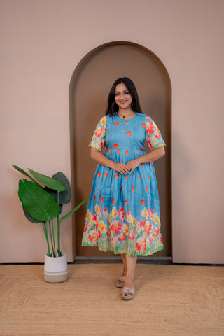 POLKA FLOWER | MATERNITY MAXI ANKLE LENGTH