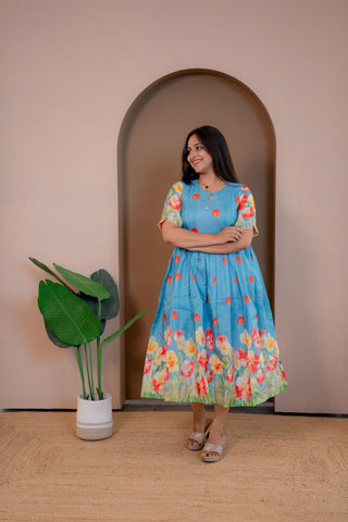 POLKA FLOWER | MATERNITY MAXI ANKLE LENGTH