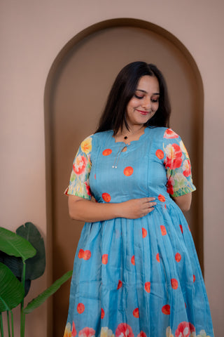 POLKA FLOWER | MATERNITY MAXI ANKLE LENGTH