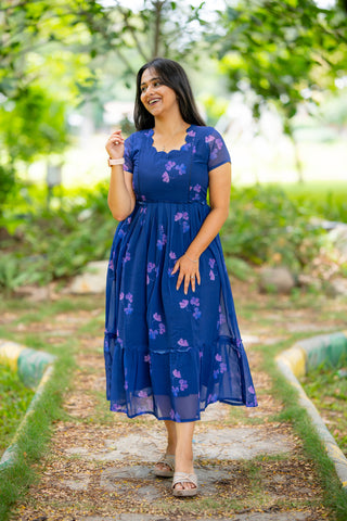 ROYAL RUFFLE | MATERNITY GEORGETTE MAXI ANKLE LENGTH