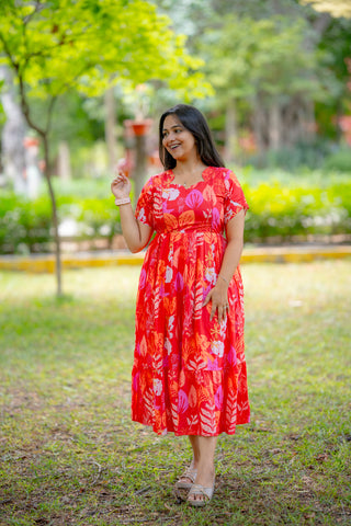 SUNSET FLARED | MATERNITY GEORGETTE MAXI ANKLE LENGTH