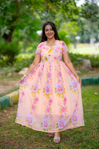 RAINY FLOWERS | MATERNITY GEORGETTE MAXI FULL LENGTH