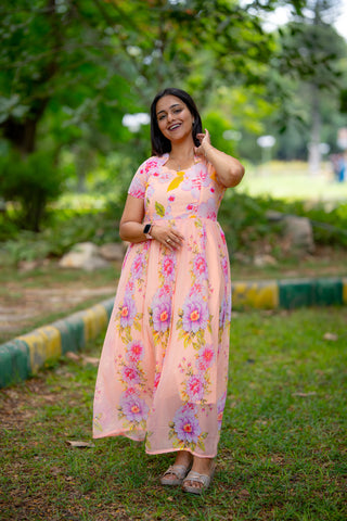 RAINY FLOWERS | MATERNITY GEORGETTE MAXI FULL LENGTH