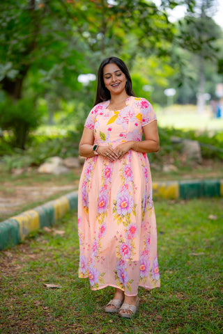 RAINY FLOWERS | MATERNITY GEORGETTE MAXI FULL LENGTH