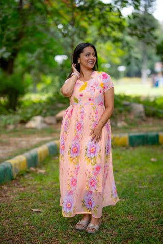 RAINY FLOWERS | MATERNITY GEORGETTE MAXI FULL LENGTH