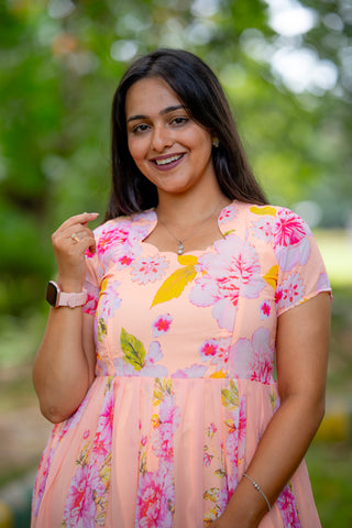 RAINY FLOWERS | MATERNITY GEORGETTE MAXI FULL LENGTH