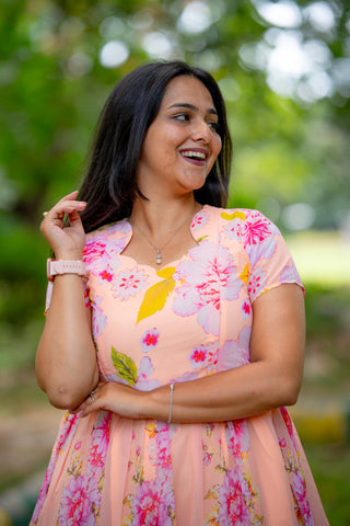 RAINY FLOWERS | MATERNITY GEORGETTE MAXI FULL LENGTH