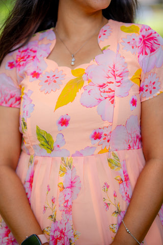 RAINY FLOWERS | MATERNITY GEORGETTE MAXI FULL LENGTH