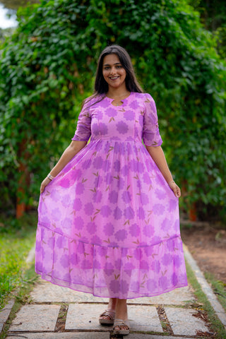 SCALLOP GAZANIA | MATERNITY GEORGETTE MAXI ANKLE LENGTH