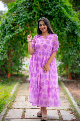 SCALLOP GAZANIA | MATERNITY GEORGETTE MAXI ANKLE LENGTH