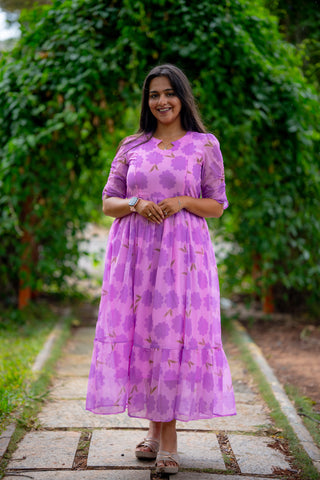 SCALLOP GAZANIA | MATERNITY GEORGETTE MAXI ANKLE LENGTH