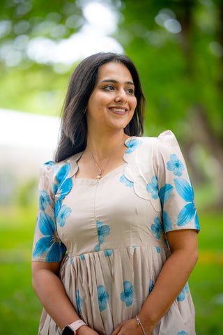 MIST BLUE GARDEN | MATERNITY MAXI ANKLE LENGTH