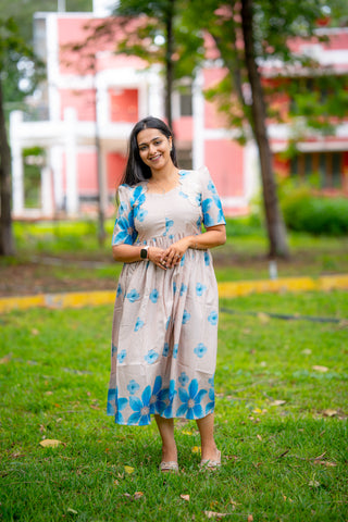 MIST BLUE GARDEN | MATERNITY MAXI ANKLE LENGTH