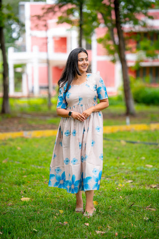 MIST BLUE GARDEN | MATERNITY MAXI ANKLE LENGTH