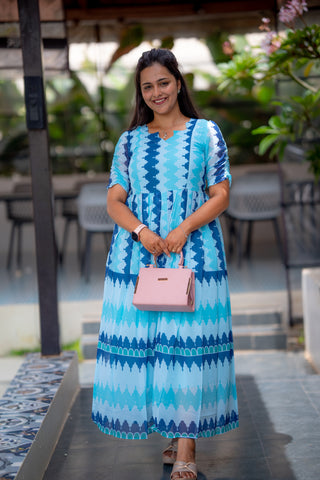 AQUA TIDE || MATERNITY GEORGETTE MAXI ANKLE LENGTH