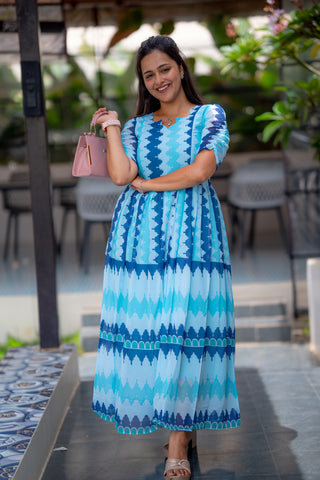 AQUA TIDE || MATERNITY GEORGETTE MAXI ANKLE LENGTH