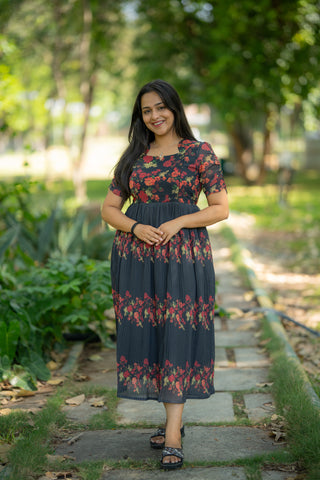 CRIMSON ROSE | MATERNITY GEORGETTE MAXI ANKLE LENGTH