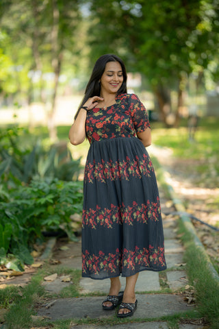 CRIMSON ROSE | MATERNITY GEORGETTE MAXI ANKLE LENGTH