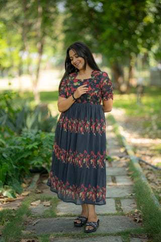 CRIMSON ROSE | MATERNITY GEORGETTE MAXI ANKLE LENGTH