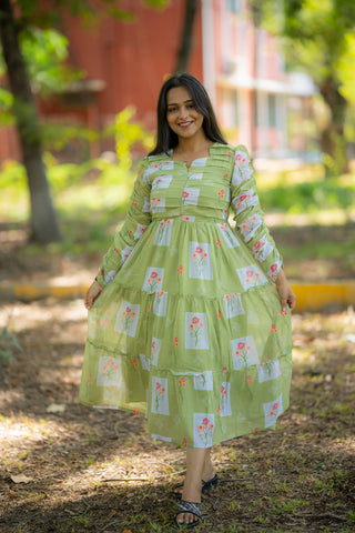 PISTA CHECKS | MATERNITY GEORGETTE MAXI ANKLE LENGTH